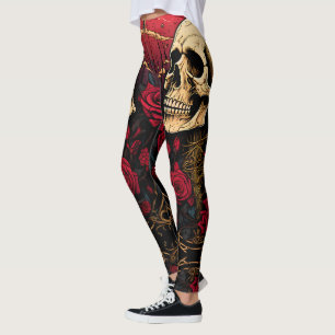 Leggings Crânes parmi les Légendes Roses - Cool