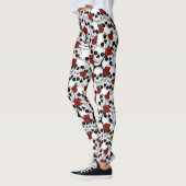 Leggings Crânes psychobliques et roses rouges modélisées (Gauche)