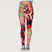 Leggings CRANES VOLANTES AVEC FLEURS PRINTEMPS Floral rouge (Devant)