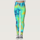 Leggings Cravate bleu et jaune (Devant)
