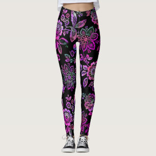 Leggings Crayon rose chaud Floral