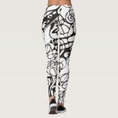 Leggings Crazy abstrait Graphic Design noir blanc (Dos)