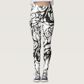 Leggings Crazy abstrait Graphic Design noir blanc (Devant)