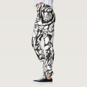 Leggings Crazy abstrait Graphic Design noir blanc (Gauche)