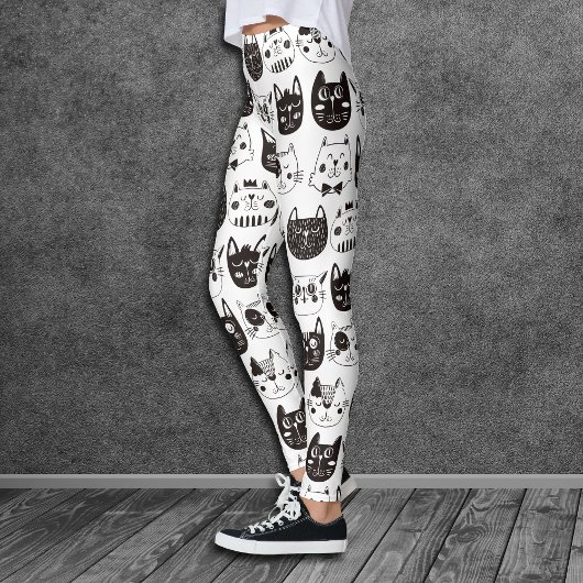 Leggings Crazy Cat face Motif