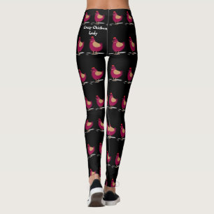 Leggings Crazy Chicken Lady Citation Rose Black Mode