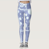 Leggings Crazy Quilt Blue Gingham Floral Pattern (Devant)