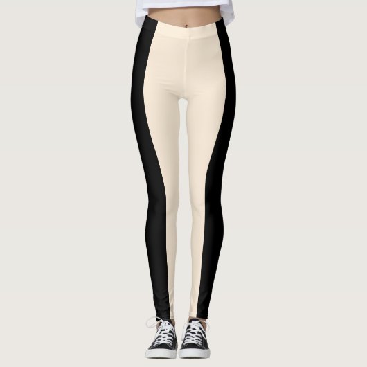 Leggings Cream & Black Stripe Moderne Chic Lounge Salle De  (Devant)