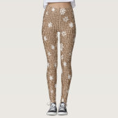 Leggings Cream Brown Christmas Snowflakes (Devant)