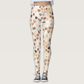Leggings Cream Brown Peach Coffee Beans Hearts (Devant)