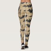 Leggings Cream Denim Grunge Patchwork avec Chauves-souris (Dos)