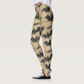Leggings Cream Denim Grunge Patchwork avec Chauves-souris (Gauche)