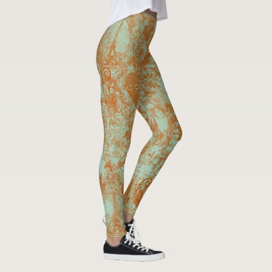 Leggings Création de toile de Paris vert rouille élégant (Droite)