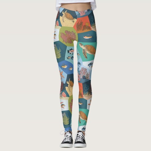 Leggings Création sous-marine Conception de collage (Devant)