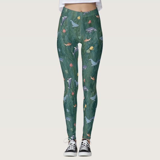 Leggings Créatures océaniques (baleine, pieuvre & requin) (Devant)