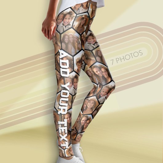 Leggings Créer un collage photo personnalisé 7 Hexagon peig