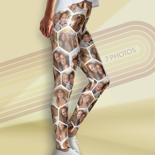 Leggings Créer un collage photo personnalisé 7 Hexagon peig