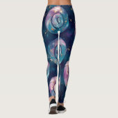 Leggings Créez vos propres grands points feuillus sarcelle (Dos)