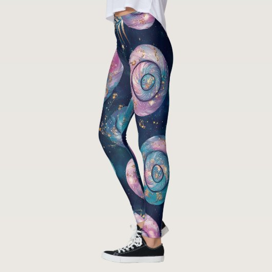 Leggings Créez vos propres grands points feuillus sarcelle (Gauche)