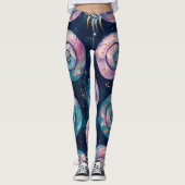 Leggings Créez vos propres grands points feuillus sarcelle (Devant)