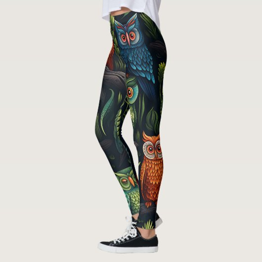 Leggings Créez Vos Propres Hiboux Multicolores Noirs (Gauche)