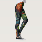 Leggings Créez Vos Propres Hiboux Multicolores Noirs (Droite)