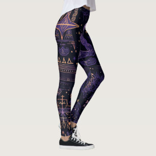 Leggings Créez Vos Propres Symboles Sorciers Violets et Dor
