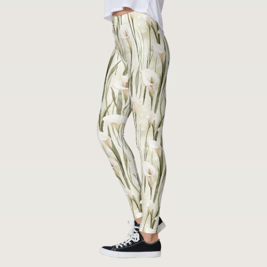 Leggings Crème Blanc Calla Lily Floral (Gauche)