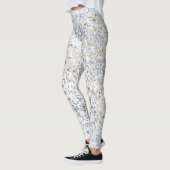 Leggings Crème Bleu Paint Splatter Abstrait (Gauche)