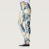 Leggings Crème Bleue Blanc Abstrait (Gauche)