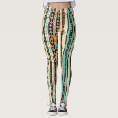 Leggings Crème Bleue Grille Diamante Moderne (Devant)