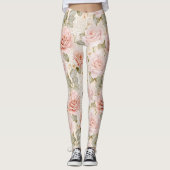 Leggings Crème Blush rose Roses Floral (Devant)