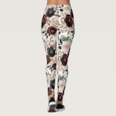 Leggings Crème Bourgogne Floral noir (Dos)