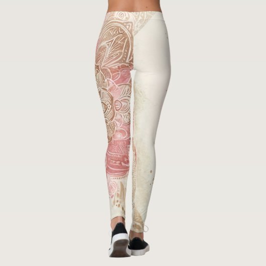 Leggings Crème Brown rose Mandala Bohemian Boho Mode (Dos)