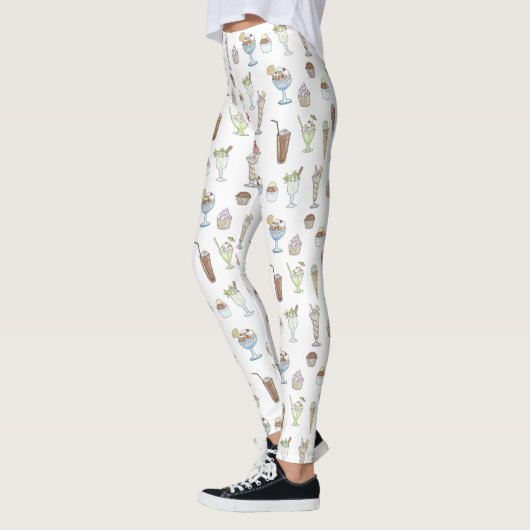 Leggings Crème de glace Sundae Motif blanc (Gauche)