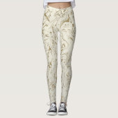 Leggings Crème et or Parties scintillant en marbre spirale  (Devant)