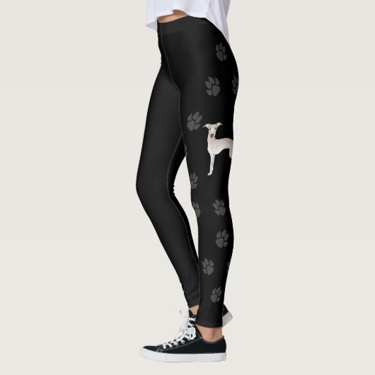 Leggings Crème Italien Greyhound Cute Dessin Chien Avec Pat (Gauche)