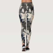 Leggings Crème noire sauvage Léopard Animal Floral (Dos)