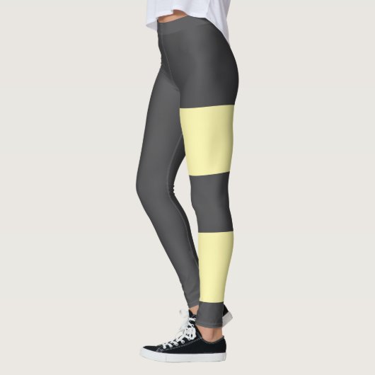 Leggings Crème personnalisée Gris foncé Chat Maman Cute Fun (Gauche)