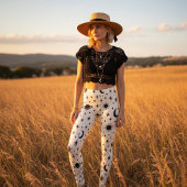 Leggings Crème Soleil Lune Étoiles Célestes