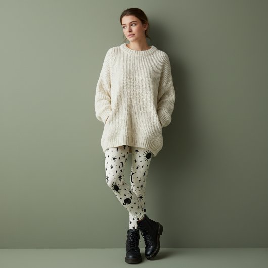 Leggings Crème Soleil Lune Étoiles Célestes