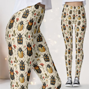 Leggings Crème Vintage Scarabée de l'Academia Sombre
