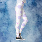 Leggings Crescent Moon Clouds Stars Pattern Pink Purple