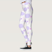 Leggings Crescent Moon Clouds Stars Pattern Pink Purple (Gauche)