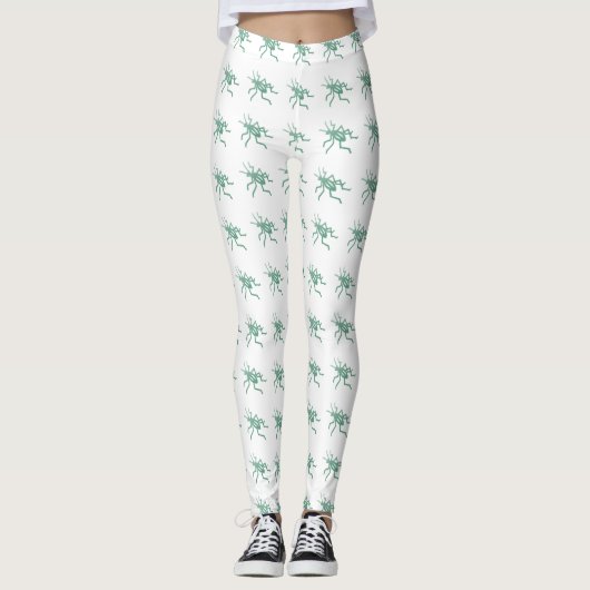 Leggings Cricket vert sur blanc (Devant)