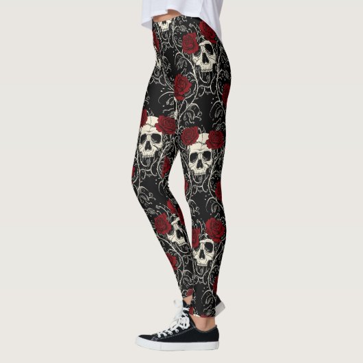 Leggings Crimson Skull Bloom (Gauche)