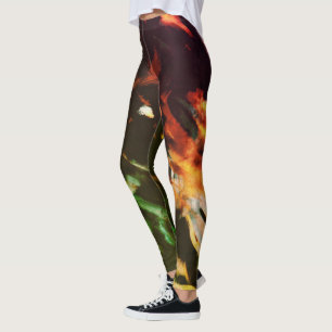 Leggings Crimson vert incendie Motif filles femmes
