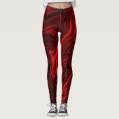 Leggings Crimson Vortex Marble: Bold Red and Black Swirl (Devant)
