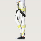 Leggings Criss a croisé les rayures jaune citron et noires (Gauche)