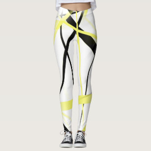 Leggings Criss a croisé les rayures jaune citron et noires